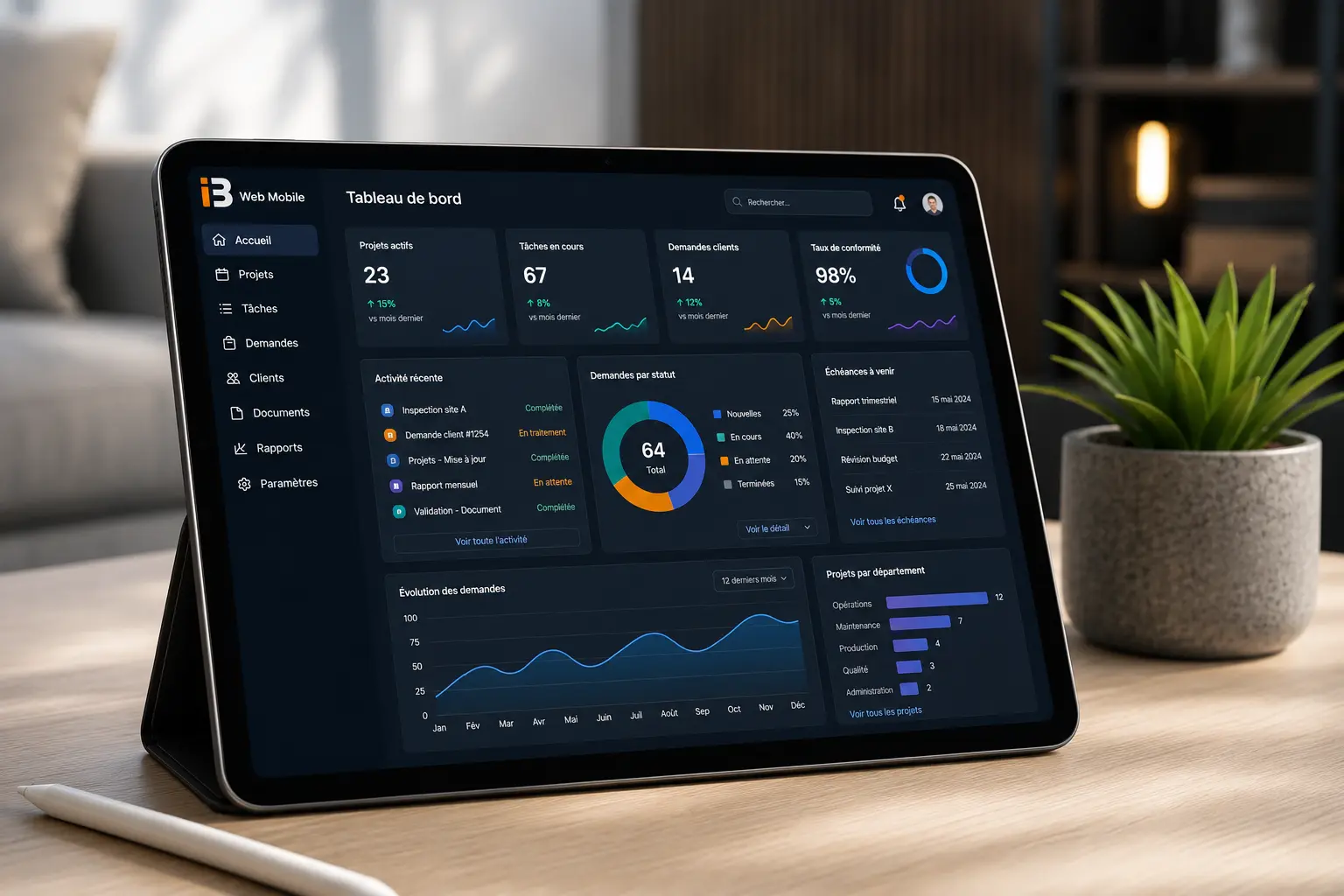 Interface web et analyse sur ordinateur portable