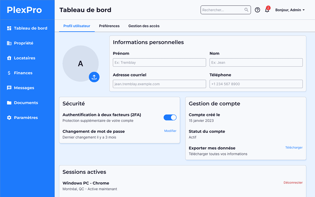 Application web pour avocats - Interface d'accueil moderne et intuitive